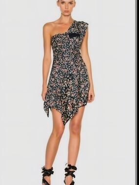 Isabel Marant Ricco 100% Silk Dress FR 36 / US Small | Asymmetrical One-Shoulder